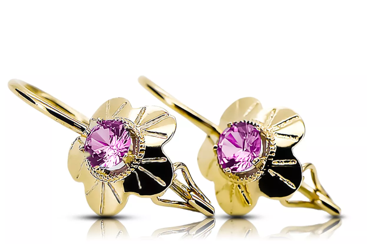 Amethyst 14 Karat Gelbgold Ohrringe Vintage Stil vec028y